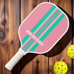 Beach Breeze Nostalgic Rally Stripes with Name Pickleball Paddle