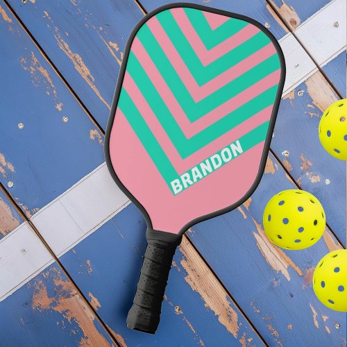 Beach Breeze Nostalgic Vintage Chevron with Name Pickleball Paddle