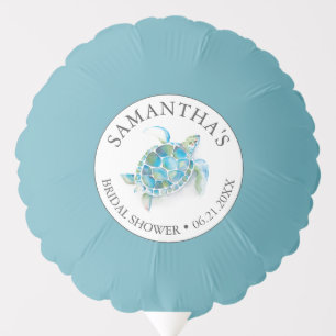 Beach Bridal Shower Balloons Blue Sea Turtle