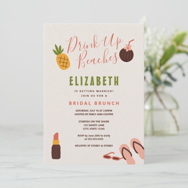 Beach Bridal Shower Brunch Invitation (Standing Front)