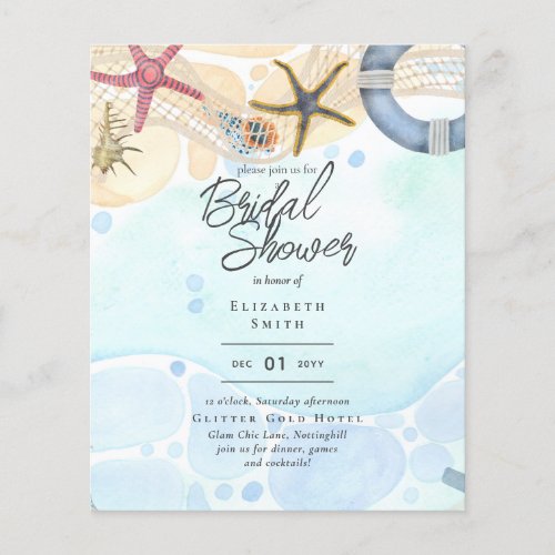 Beach Bridal Shower Coastal Nautical Invitation Flyer
