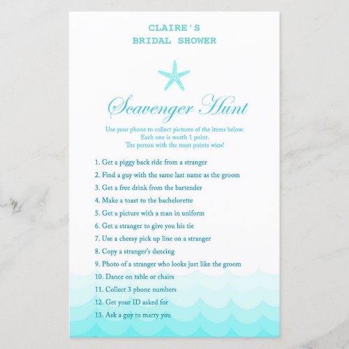 Beach Bridal Shower Game Nautical Mermaid