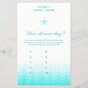 Beach Bridal Shower Game, Nautical, Mermaid