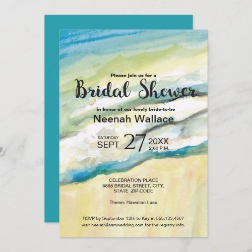 Beach Bridal Shower Hawaiian Luau Invitation