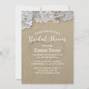 Beach Bridal Shower Heart in the Sand Invitation