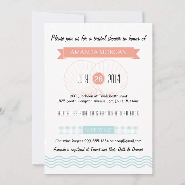 Beach Bridal Shower invitation (Front)
