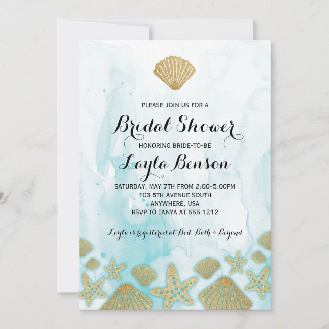 Beach Bridal Shower Invitation (Front)