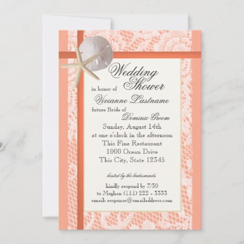 Beach Bridal Shower Light Coral Invitation