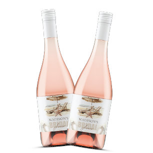 Beach Bridal Shower Personalized Pastel Sparkling Wine Label