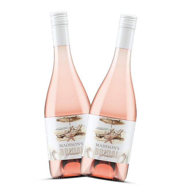 Beach Bridal Shower Personalized Pastel Sparkling Wine Label (Creator Uploaded)