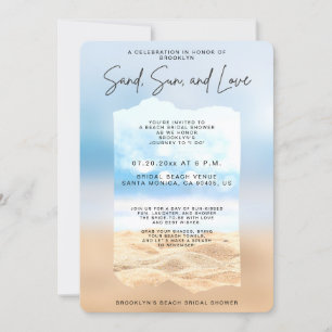 Beach Bridal Shower Sand Sun And Love Invitation