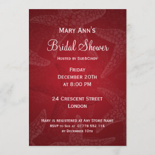 Beach Bridal Shower Starfish Red Invitation