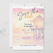 Beach Bridal Shower Sunset Coastal Save The Dates