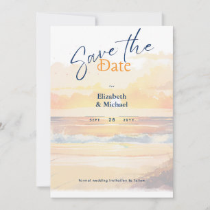 Beach Bridal Shower Sunset Coastal Save The Dates Invitation