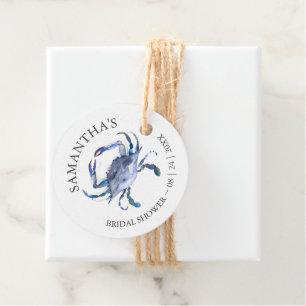 Beach Bridal Shower Theme Crab Favor Tags