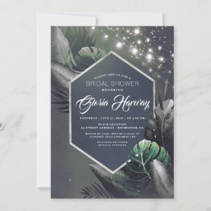 Beach Bridal Shower Tropical Silver Palms Invitation