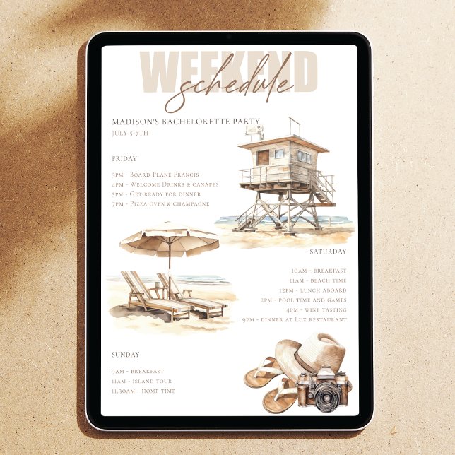 Beach Bridal Shower Weekend Itinerary Invitation (Creator Uploaded)
