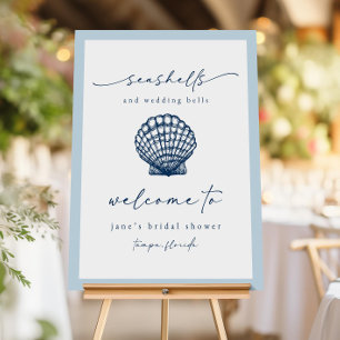 Beach Bridal Shower Welcome Sign: Seashells, Weddi Foam Board