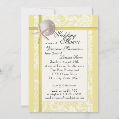 Beach Bridal Shower Yellow Invitation