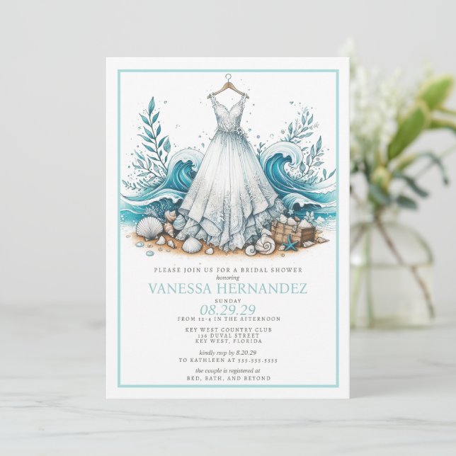 Beach Bride Bridal Shower Invitation (Standing Front)