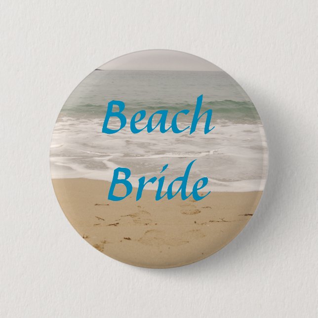 Beach Bride Button:  Ocean Tide Version Pinback Button (Front)