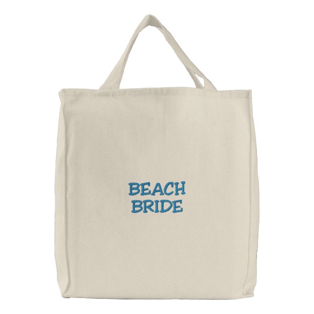 BEACH BRIDE EMBROIDERED TOTE BAG (Front)