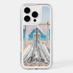 Beach Bride Wedding Gown Blue Ocean Shore Custom iPhone 16 Pro Case