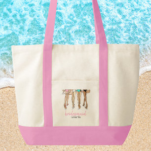 Beach Bridesmaid Proposal Bachelorette Favor Name Tote Bag