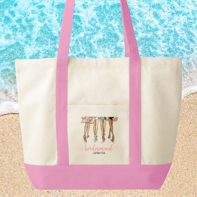 Beach Bridesmaid Proposal Bachelorette Favor Name Tote Bag (Creator Uploaded)