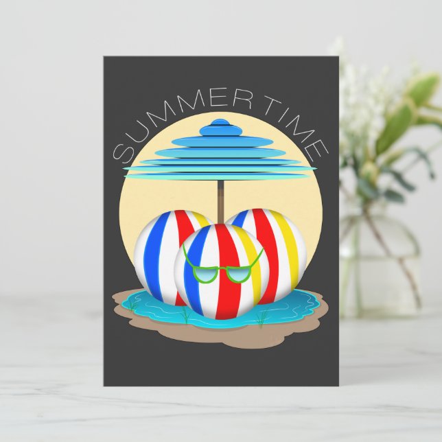 Beach Buddies Beat the Heat: Sun's Out, Fins Out! Invitation (Standing Front)