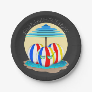 Beach Buddies Beat the Heat: Sun's Out, Fins Out! Paper Plates