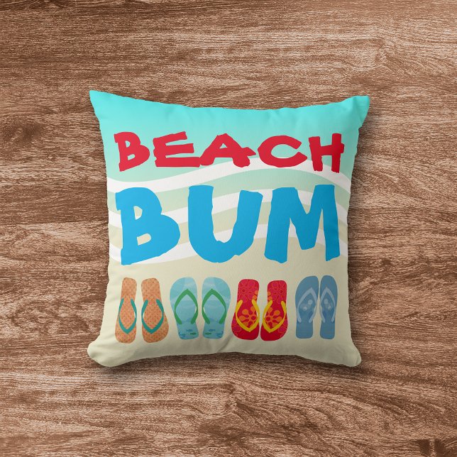 Beach Bum Beach Sand Bright Aqua Waves Throw Pillow (Creator Uploaded)