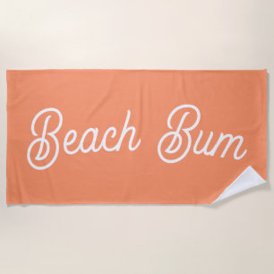 Beach Bum Coral Cute Minimal Aesthetic Beach Towel