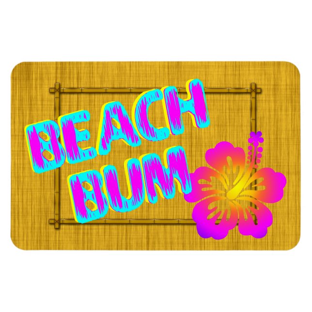 Beach Bum Funny Saying Pink Flower Magnet (Horizontal)