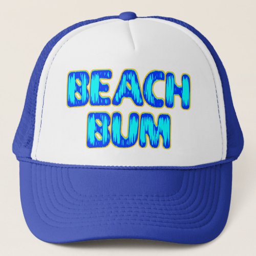 Beach Bum Funny Slogan in Blue Trucker Hat