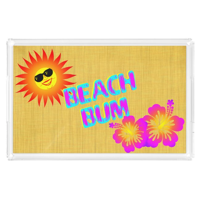 Beach Bum Hibiscus Flower and Sun Serving Tray (Front)