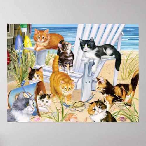 Beach Bum Kittens Poster
