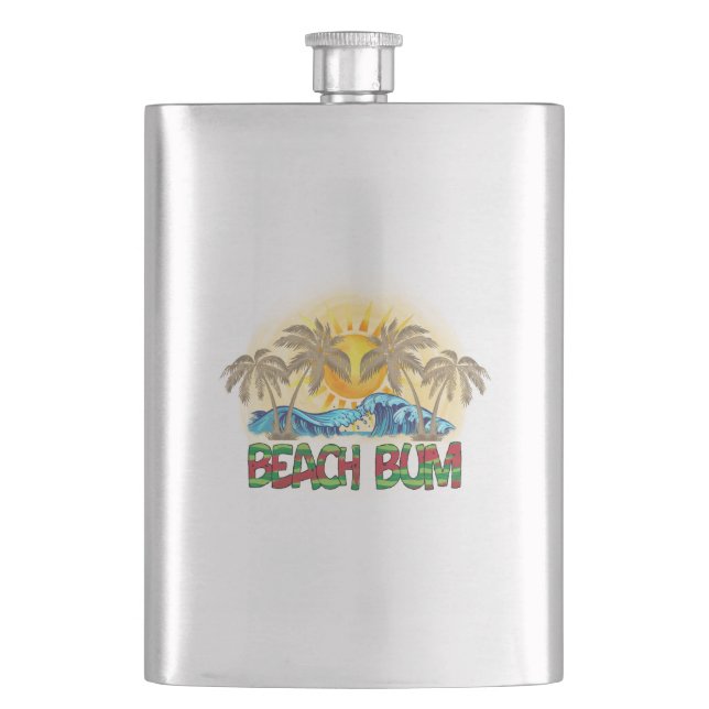 Beach Bum | Ocean Waves | Tropical Flask (Front)