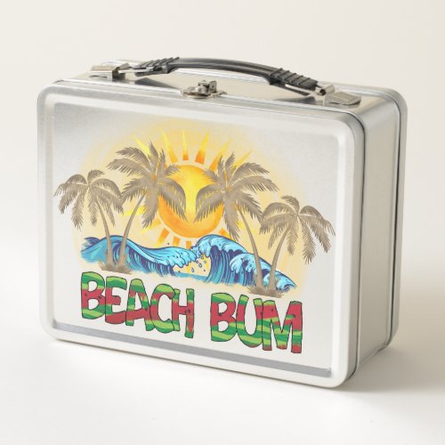 Beach Bum  Ocean Waves  Tropical Metal Lunch Box