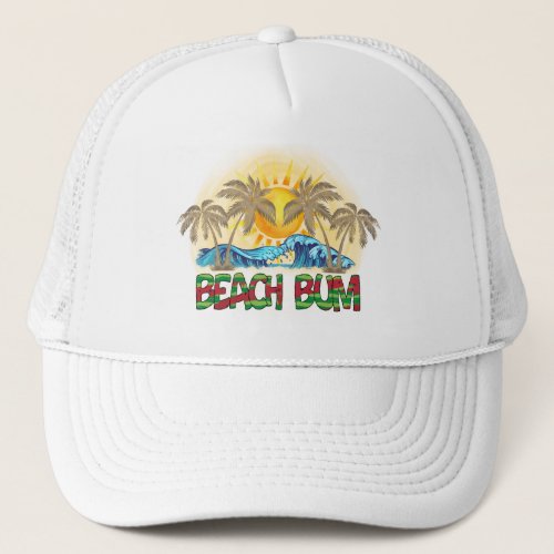 Beach Bum  Ocean Waves  Tropical Trucker Hat