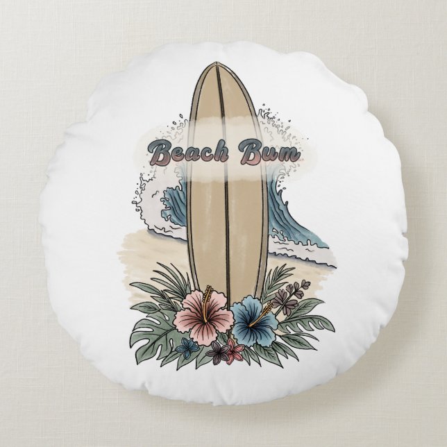 Beach Bum Round Pillow (Front)
