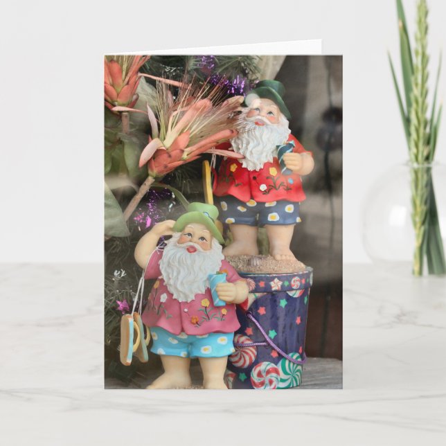 Beach bum Santa Holiday Card (Front)