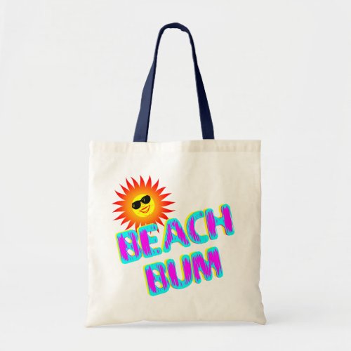 Beach Bum Saying with Sunshine Canvas Tote