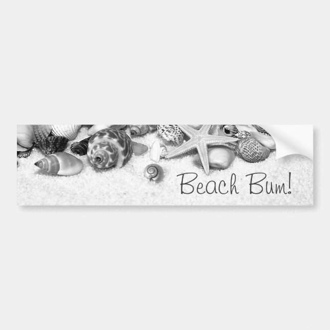 Beach Bum Shells & Starfish Bumper Sticker (Front)