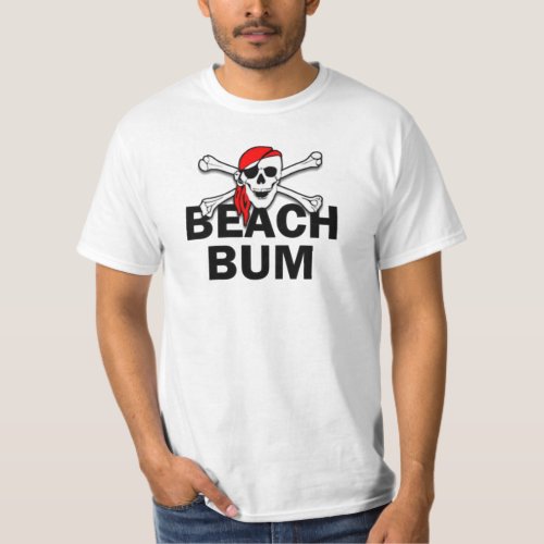Beach Bum Skull and Crossbones Pirate T_Shirt
