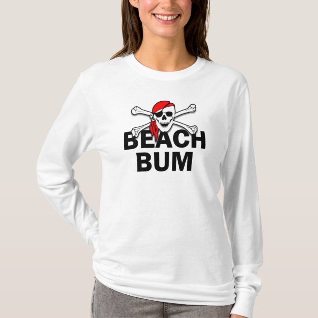 Beach Bum Skull and Crossbones Pirate T-Shirt (Front)