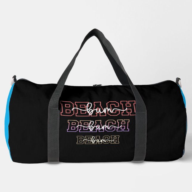 Beach Bum Stacked Text Design Duffle Bag (Front)