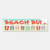 Beach Bum Summer Flip Flops Bumper Sticker