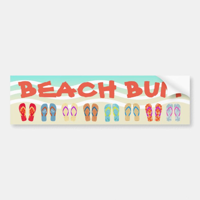 Beach Bum Summer Flip Flops Bumper Sticker (Front)
