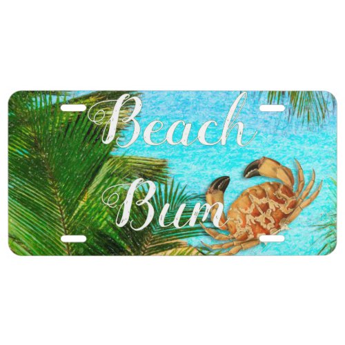 Beach Bum Summer Time Fun License Plate
